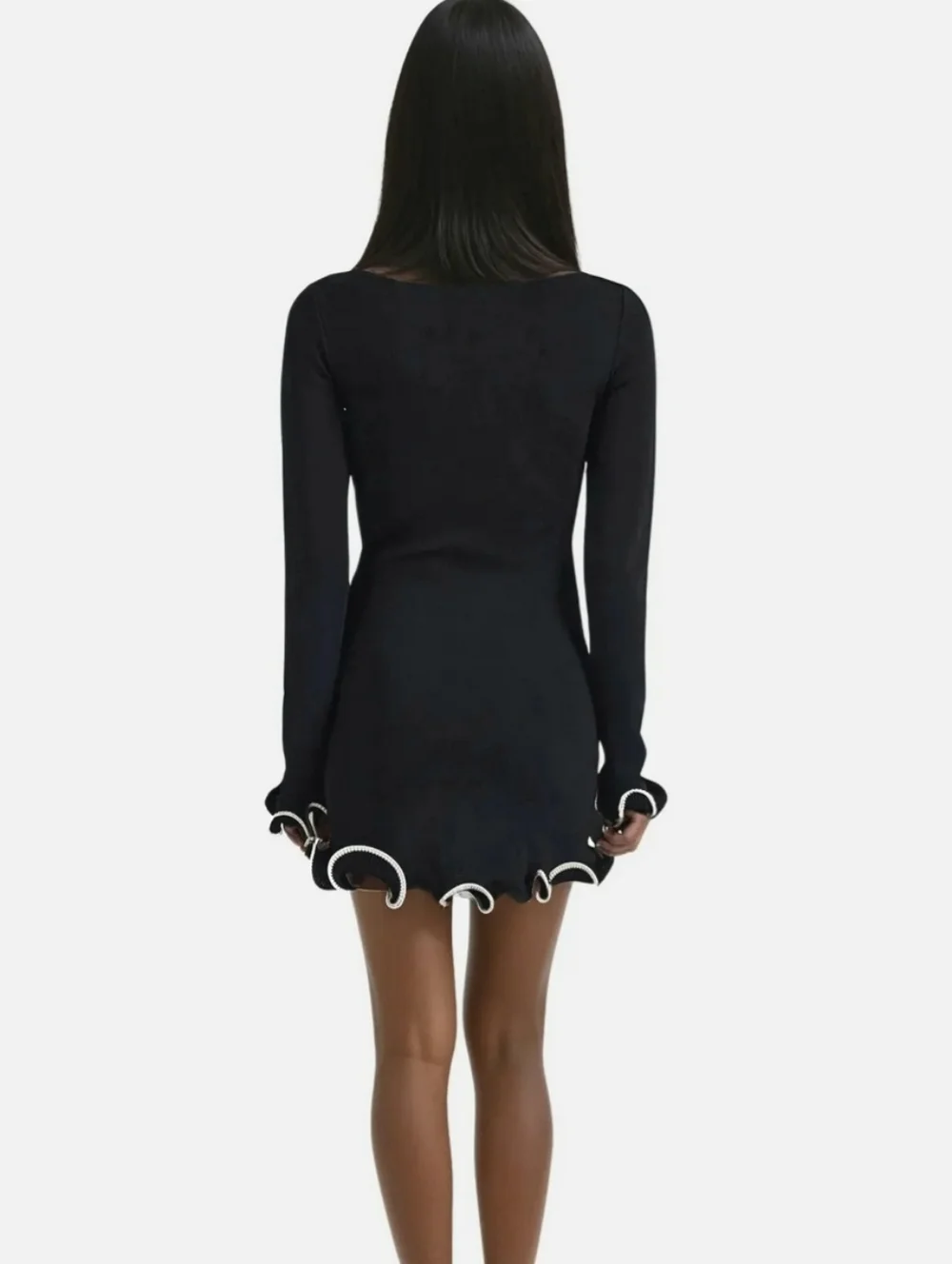 Innovare Denim Anand Asymmetric Wavy Long Sleeve Mini Dress Size S - Picture 2 of 16